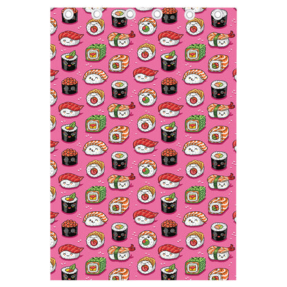 Cute Sushi And Rolls Pattern Print Curtain