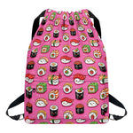 Cute Sushi And Rolls Pattern Print Drawstring Backpack