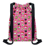 Cute Sushi And Rolls Pattern Print Drawstring Backpack