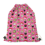 Cute Sushi And Rolls Pattern Print Drawstring Bag