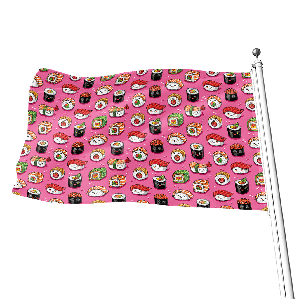 Cute Sushi And Rolls Pattern Print Flag