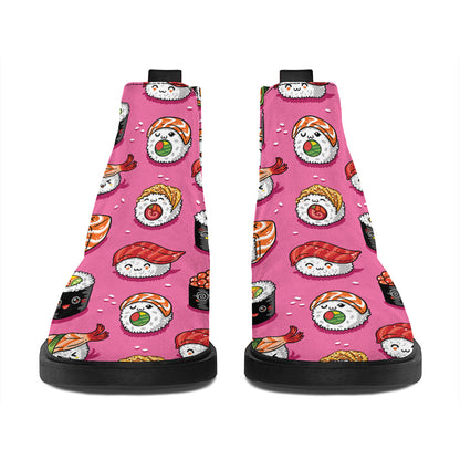 Cute Sushi And Rolls Pattern Print Flat Ankle Boots