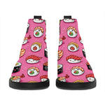 Cute Sushi And Rolls Pattern Print Flat Ankle Boots