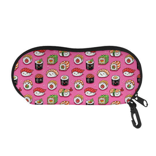 Cute Sushi And Rolls Pattern Print Glasses Case