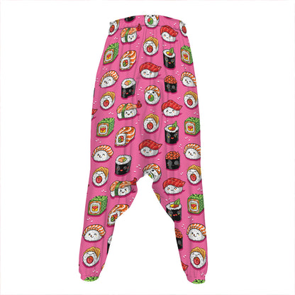 Cute Sushi And Rolls Pattern Print Hammer Pants