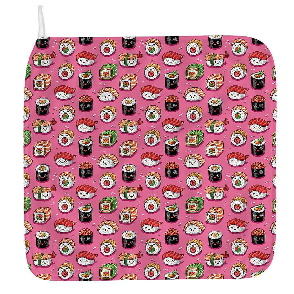 Cute Sushi And Rolls Pattern Print Hand Towel