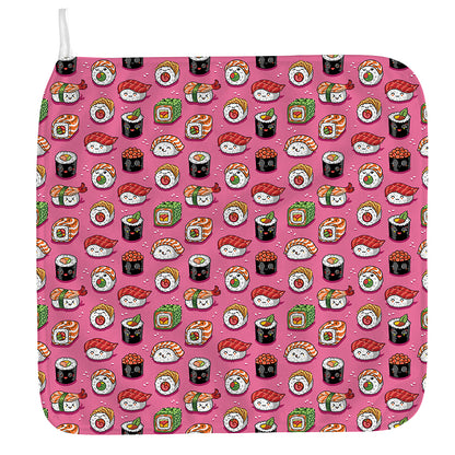Cute Sushi And Rolls Pattern Print Hand Towel