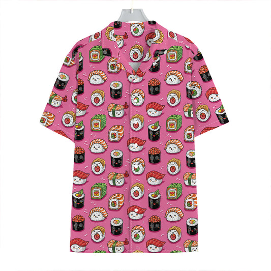 Cute Sushi And Rolls Pattern Print Hawaiian Shirt