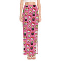 Cute Sushi And Rolls Pattern Print High Slit Maxi Skirt