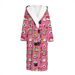 Cute Sushi And Rolls Pattern Print Hooded Bathrobe