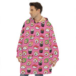 Cute Sushi And Rolls Pattern Print Hoodie Blanket