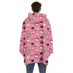 Cute Sushi And Rolls Pattern Print Hoodie Blanket