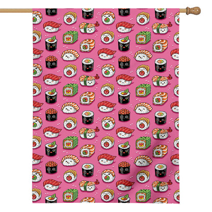 Cute Sushi And Rolls Pattern Print House Flag