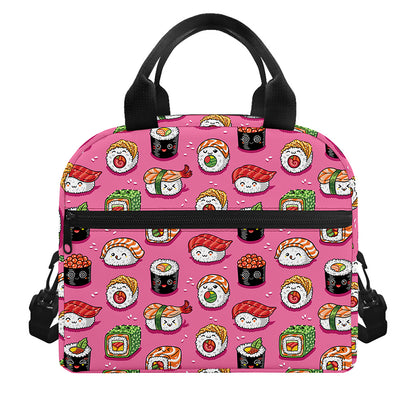 Cute Sushi And Rolls Pattern Print Insulated Lunch Bag