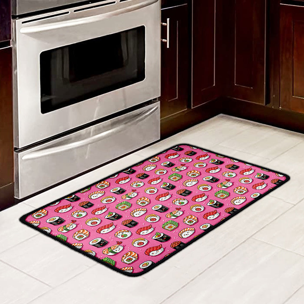 Cute Sushi And Rolls Pattern Print Kitchen Mat