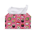 Cute Sushi And Rolls Pattern Print Leather Tissue Box Cover