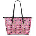 Cute Sushi And Rolls Pattern Print Leather Tote Bag With Zipper