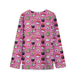 Cute Sushi And Rolls Pattern Print Long Sleeve Short Coat