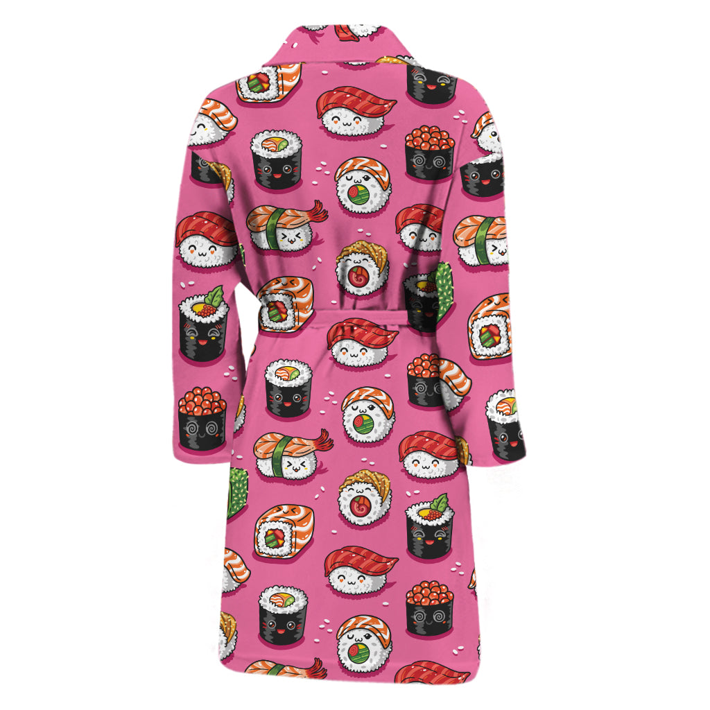 Cute Sushi And Rolls Pattern Print Men's Bathrobe