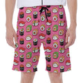 Cute Sushi And Rolls Pattern Print Men's Beach Shorts