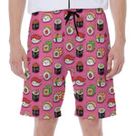 Cute Sushi And Rolls Pattern Print Men's Beach Shorts