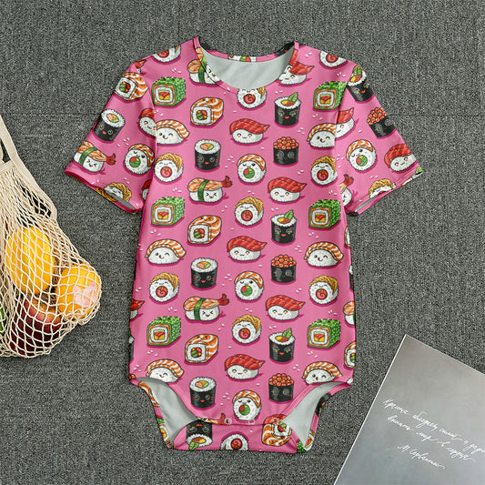 Cute Sushi And Rolls Pattern Print Men's Bodysuit