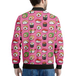 Cute Sushi And Rolls Pattern Print Men's Bomber Jacket