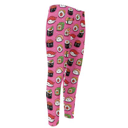 Cute Sushi And Rolls Pattern Print Men's Compression Pants