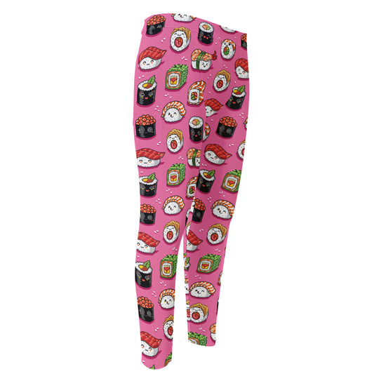 Cute Sushi And Rolls Pattern Print Men's Compression Pants