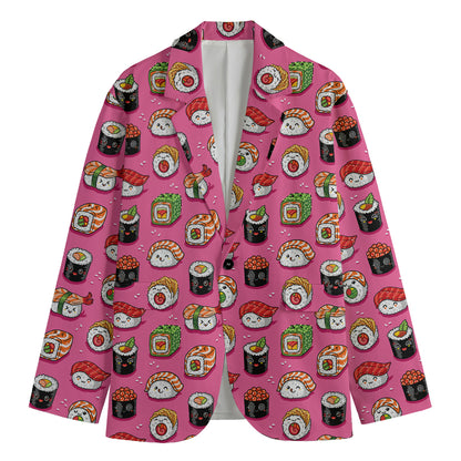 Cute Sushi And Rolls Pattern Print Men's Cotton Blazer