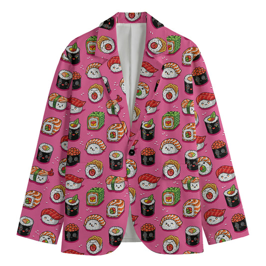 Cute Sushi And Rolls Pattern Print Men's Cotton Blazer