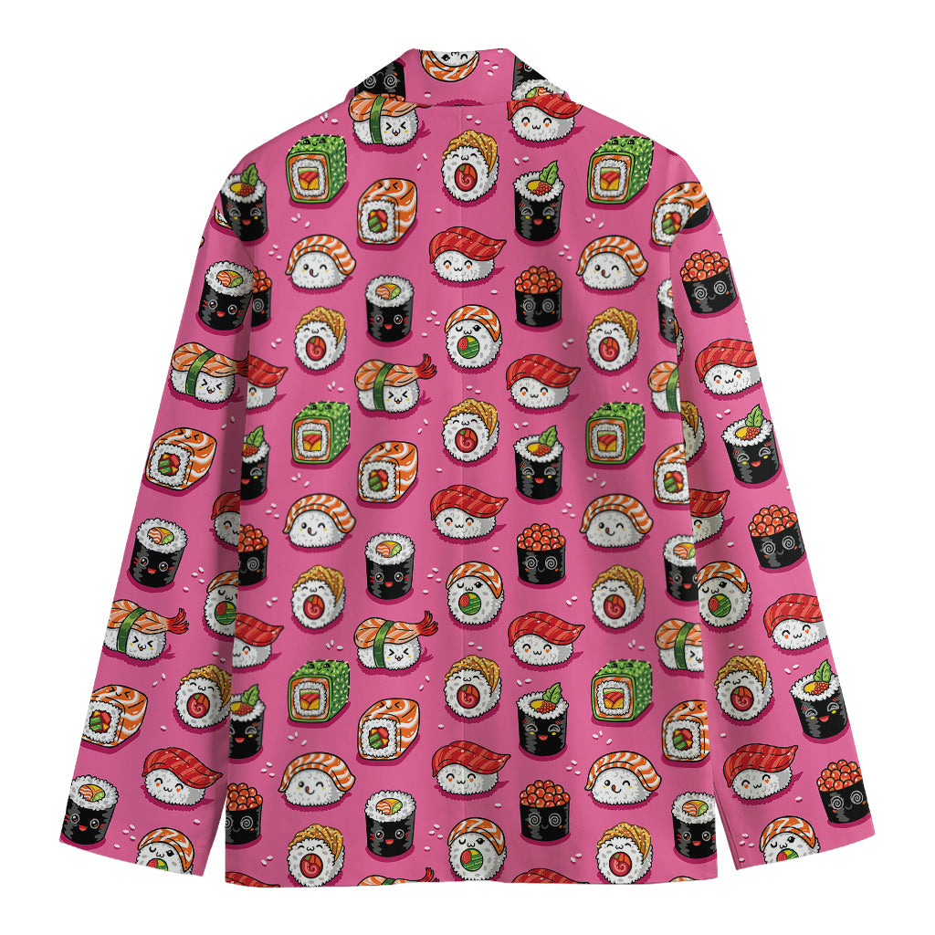 Cute Sushi And Rolls Pattern Print Men's Cotton Blazer