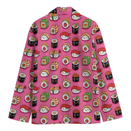Cute Sushi And Rolls Pattern Print Men's Cotton Blazer