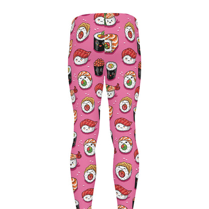 Cute Sushi And Rolls Pattern Print Men's leggings