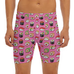 Cute Sushi And Rolls Pattern Print Men's Long Boxer Briefs