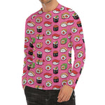 Cute Sushi And Rolls Pattern Print Men's Long Sleeve Rash Guard