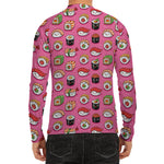 Cute Sushi And Rolls Pattern Print Men's Long Sleeve Rash Guard