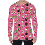 Cute Sushi And Rolls Pattern Print Men's Long Sleeve T-Shirt
