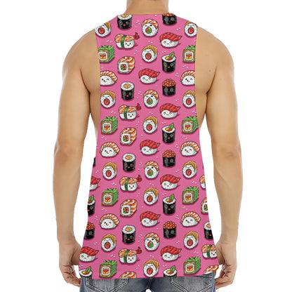 Cute Sushi And Rolls Pattern Print Men's Muscle Tank Top