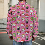 Cute Sushi And Rolls Pattern Print Men's Shirt Jacket