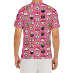 Cute Sushi And Rolls Pattern Print Men's Short Sleeve Rash Guard