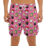 Cute Sushi And Rolls Pattern Print Men's Split Running Shorts