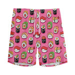 Cute Sushi And Rolls Pattern Print Men's Sports Shorts