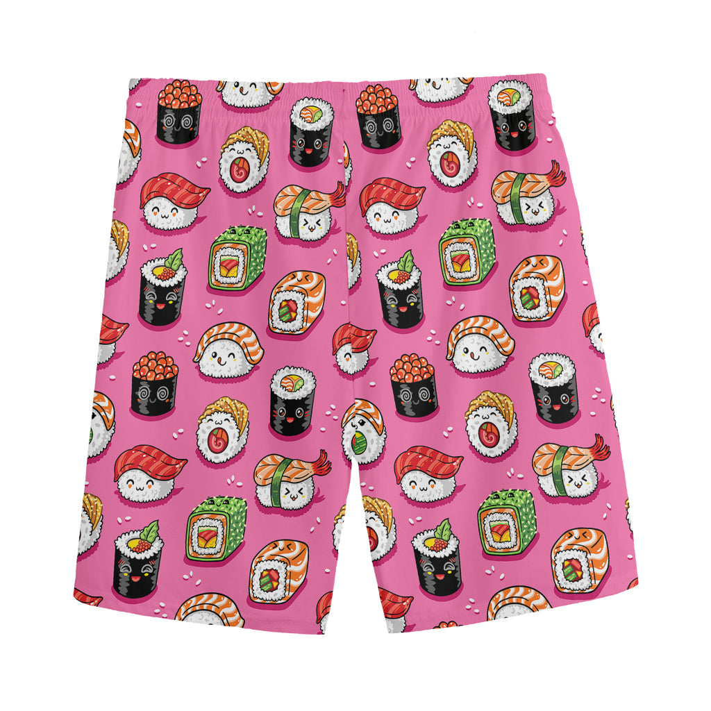 Cute Sushi And Rolls Pattern Print Men's Sports Shorts
