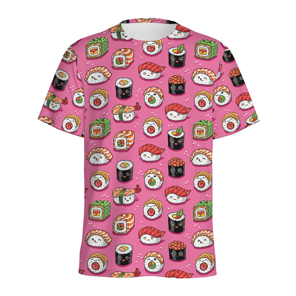 Cute Sushi And Rolls Pattern Print Men's Sports T-Shirt