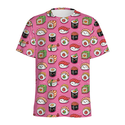 Cute Sushi And Rolls Pattern Print Men's Sports T-Shirt