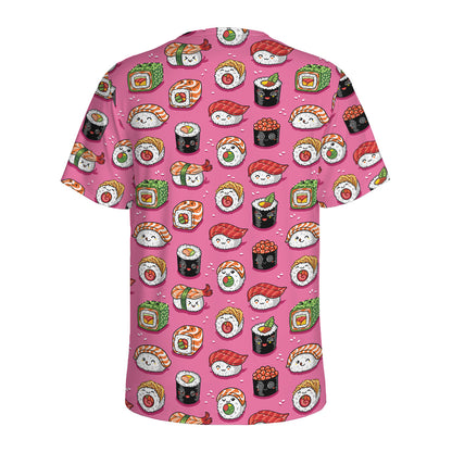 Cute Sushi And Rolls Pattern Print Men's Sports T-Shirt