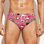 Cute Sushi And Rolls Pattern Print Men's Swim Briefs