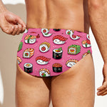 Cute Sushi And Rolls Pattern Print Men's Swim Briefs