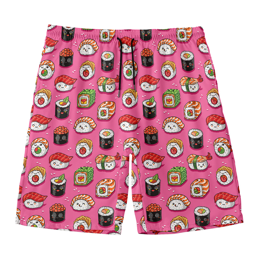 Cute Sushi And Rolls Pattern Print Men's Swim Trunks